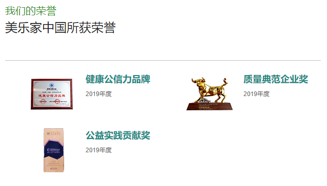 美乐家中国所获荣誉